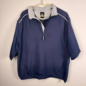 Levelwear Mens Large Navy Blue 1/4 Zip‎ Short Sleeve Golf Windbreaker Pullover